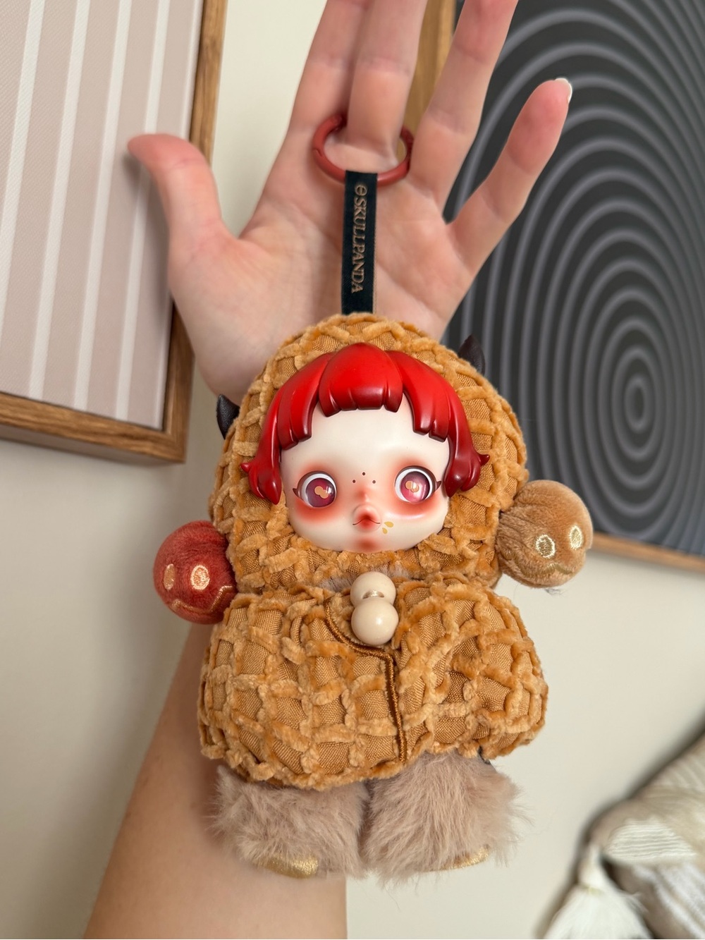 Skull Panda “Pranky Peanut” Keychain - Red-Haired Character in Tan Outfit